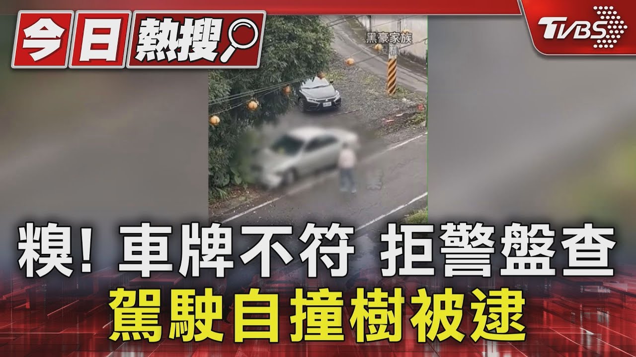 糗!車牌不符拒警盤查 駕駛自撞樹被逮