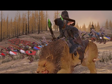 Gnoblar Hordes vs demons of chaos warhammer 3 cinematic battle