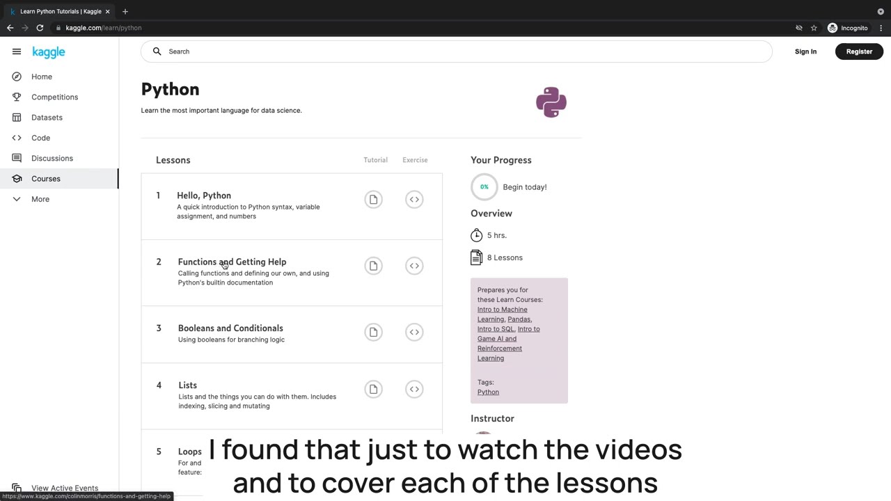 Kaggle Course Integration - Python - Introduction and Orientation Videos