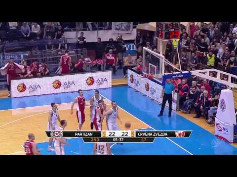 Tejić with a block on Mačvan, Jenkins finishes (Partizan NIS - Crvena zvezda Telekom, 1.3.2015)