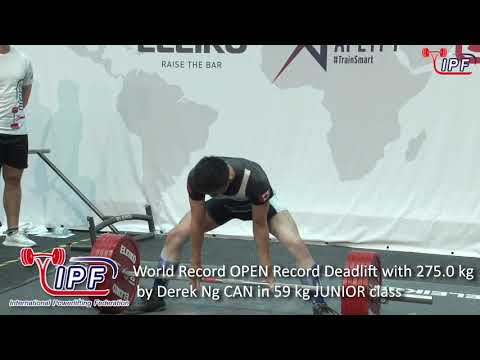 World OPEN Record Deadlift with 275.0 kg by Derek Ng CAN in 59 kg JUNIOR class