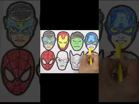 Avengers members Superheroes Faces Drawing and Coloring