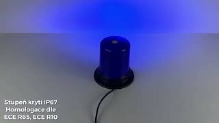 LED maják, 12-24V, 128x1, 5W modrý, pevná montáž, ECE R65