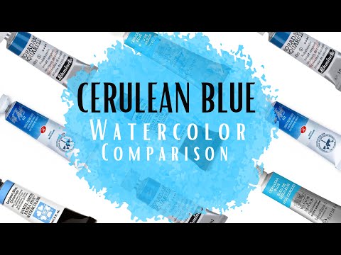 Cerulean Blue Watercolor Comparison - Daniel Smith - Winsor & Newton - Schmincke - White Nights