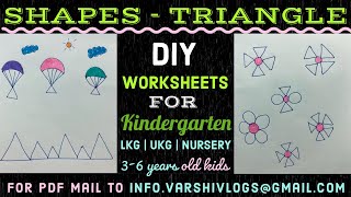 DIY worksheets for kindergarten LKG UKG Nursery | shapes triangle worksheets #shorts #1minworksheets