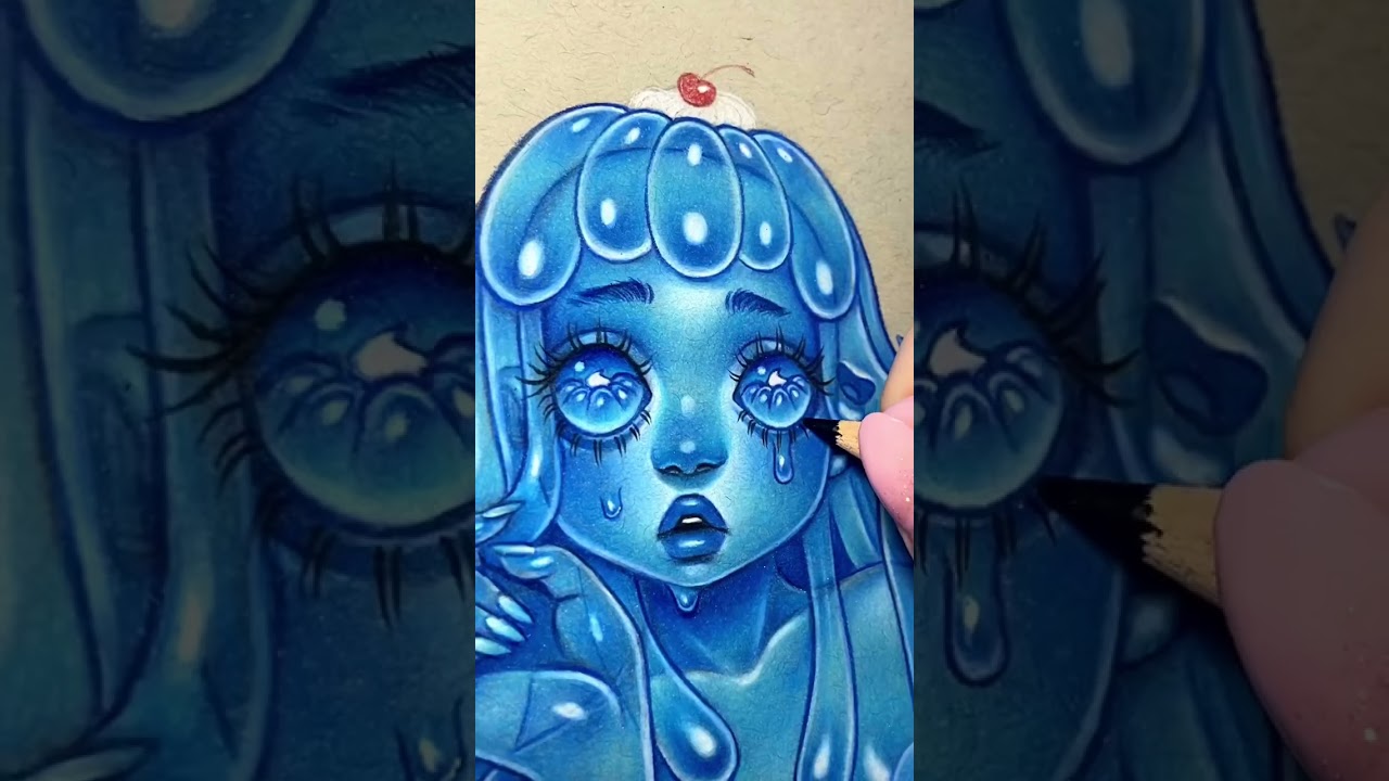 Jello Girl colored pencil drawing process video