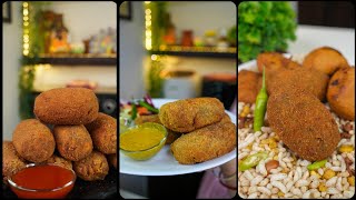 3 Types Of Indian Snacks - Veg Chop - Prawn Chop - Egg Chop
