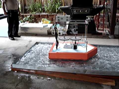System floating on water moving from rotational energy