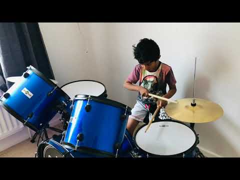Six year old Nagarjuna playing drums - Straight Eighth Groove