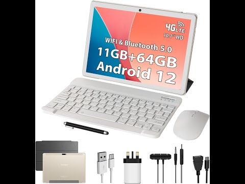 TOSCiDO Android 12 Tablet,10",Octa-Core,2.0GHz,11GB RAM+64GB ROM, 4G+WIFI, BT 5,Dual Camera, 8000mAh
