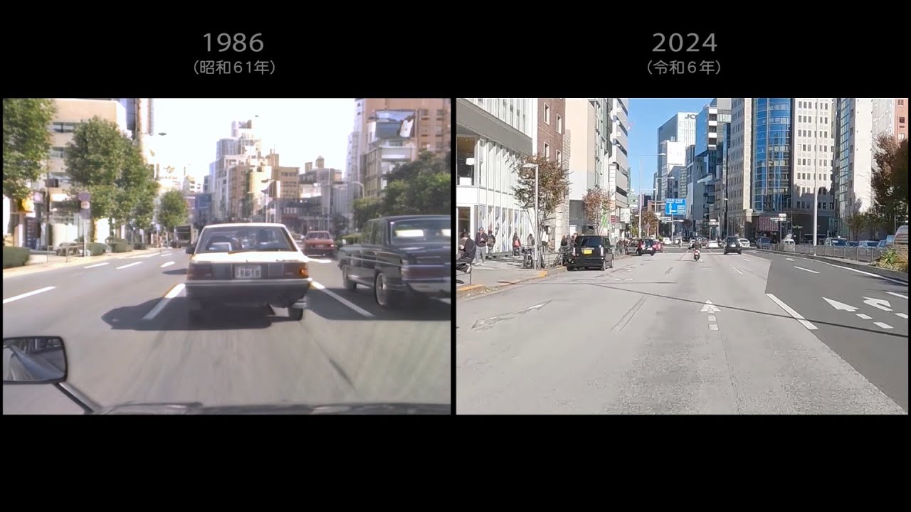 昭和６１年と令和６年の東京都心２（渋谷～赤坂見附～飯田橋） Central Tokyo 2 - 1986 vs. 2024 - Synchronized Video