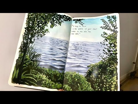 🍃Landscape painting with Acrylic Ink - Time Lapse