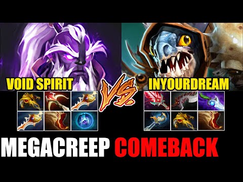 Mega Creep Comeback By Void Spirit VS Inyourdream Slark - Epic Gameplay Dota 2