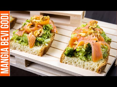 BRUSCHETTE INVERNALI BROCCOLI E SALMONE