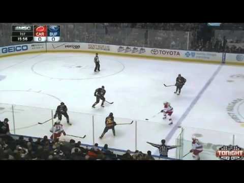 Huge Hit - Buffalo Sabres v Carolina Hurricanes - January 22 2014