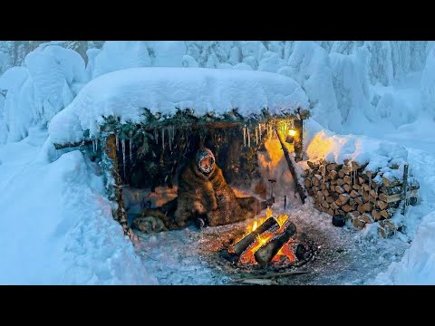 3 Days SURVIVAL in -12°C SNOWSTORM; No Shelter, No Sleeping Bag. Bushcraft WINTER Camping