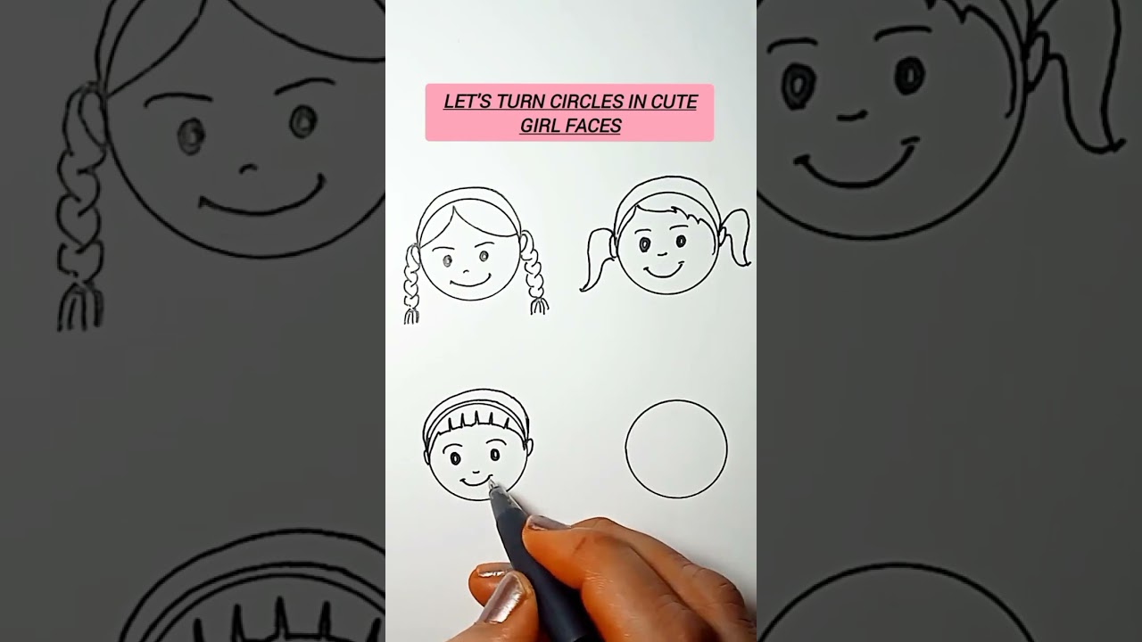 how-to draw girl face with circle#cartoos#utube shorts