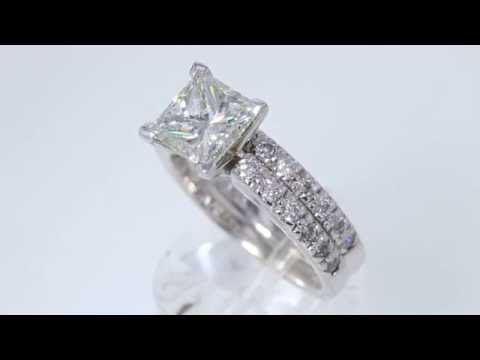 3.05CT Princess Diamond Engagement Ring Set AGS Cert/Appr $19K $8500