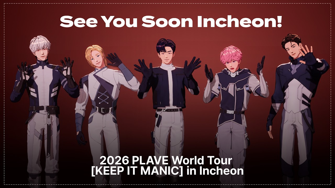 PLAVE members in the official 2026 KEEP IT MANIC world tour ID clip