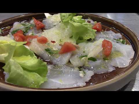Carpaccio di baccalà, bocconcini di baccalà, risotto al caciolimone, rotolo di panettone