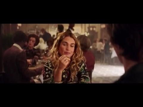 Musical scene frame from Mamma Mia Here We Go Again with characters singing together at night