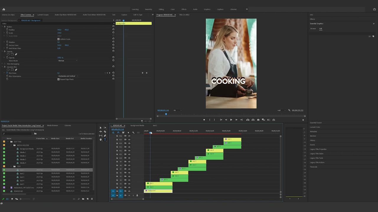 How to edit the Social Media Video Introduction Long Format in Premiere Pro