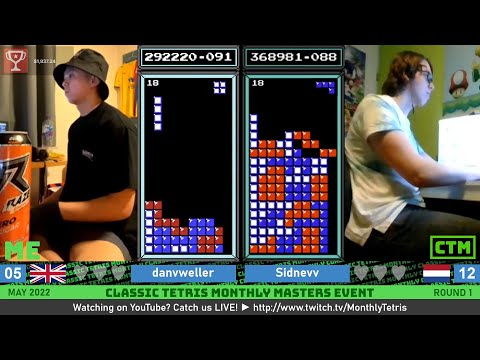 NEW MASTER IN ROUND 1! DanV, Sidnev | Classic Tetris Monthly Masters Event