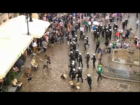 Croatian fans clash with Polish police at Euros