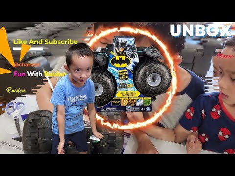 Batman, All-Terrain Batmobile Remote Control Vehicle Toy Review with Raiden - Unbox, Play and Laugh