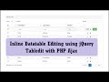 Inline Datatable Editing using jQuery Tabledit with PHP Ajax