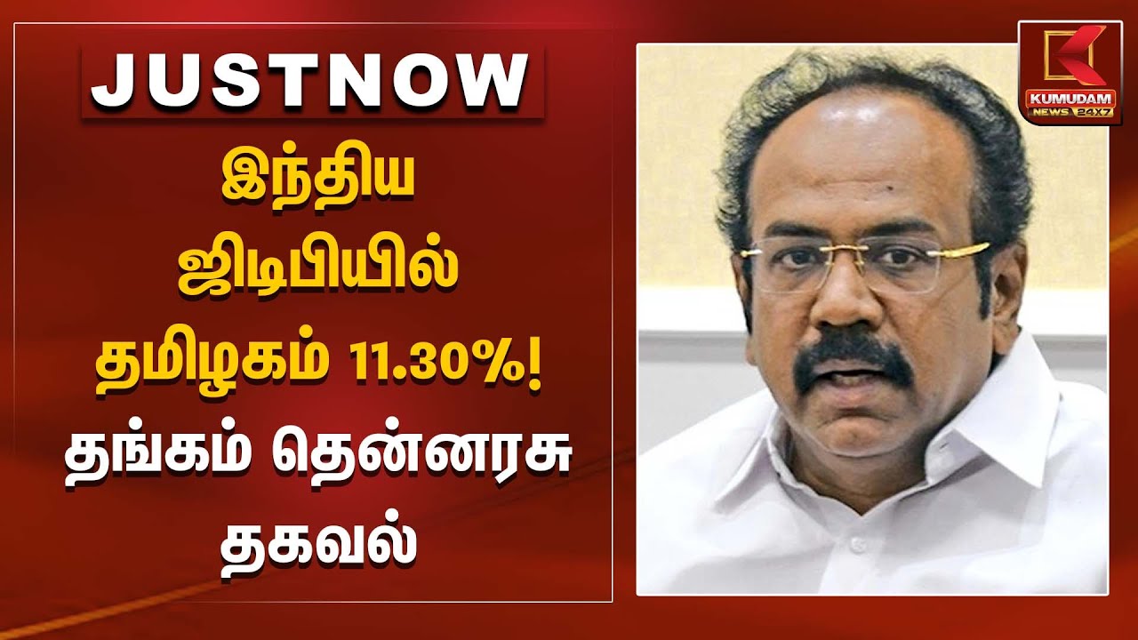 Finance Minister | இந்திய ஜிடிபியில் தமிழகம் 11.30%! தங்கம் தென்னரசு தகவல் | Kumudam News