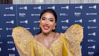 34th GLAAD Media Awards Golden Trophy Girl NYC drag performer Diva Soria #LGBTQ #GLAADawards