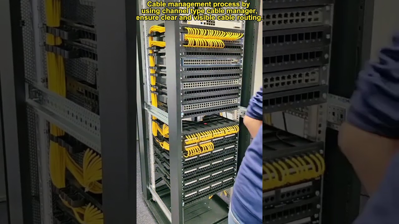 Cable management process in data center by using channel type cable manager.