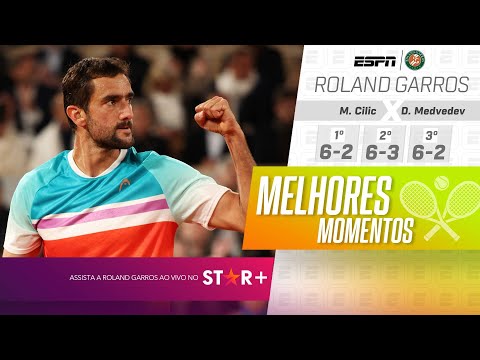 MAIS UM FAVORITO CAINDO EM ROLAND GARROS! CILIC ATROPELA MEDVEDEV E ESTÁ NAS QUARTAS DE FINAL