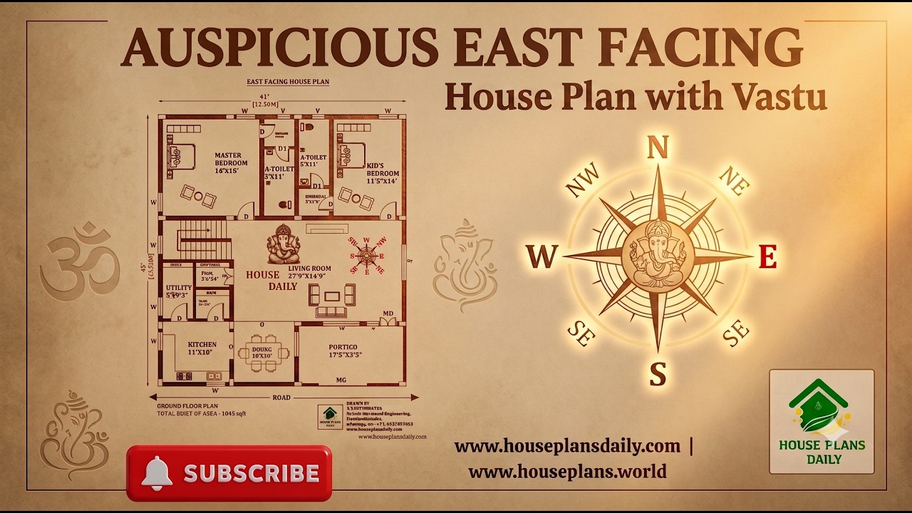 Auspicious East Facing House Plan with Vastu