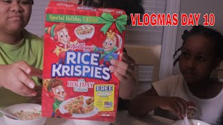 day 10 of vlogmas (CHRISTMAS RICE KRISPIES CEREAL)