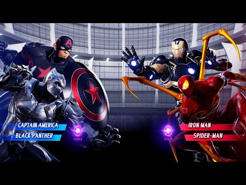 Cap & Black Panther vs Iron Man & Spiderman (Very Hard) - Marvel vs Capcom | 4K UHD Gameplay