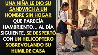 UNA NIÑA LE DIO SU SANDWICH A UN HOMBRE SIN HOGAR... AL DÍA SIGUIENTE, UN HELICÓPTERO ...