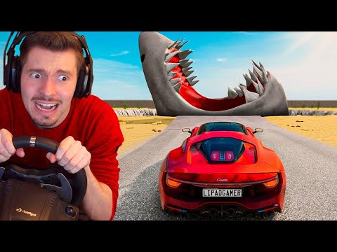 CARRO passando a 300km/h na BOCA DO TUBARÃO! - BeamNG Drive