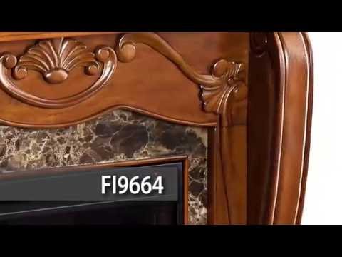 FI9664: Cardona Faux Marble Infrared Electric Fireplace - Walnut