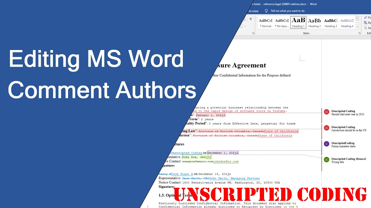 Unpacking Word DOCX file and making changes to author metadata | Unscripted Coding