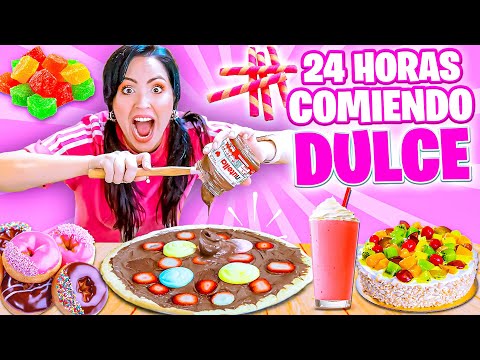 24 HOURS EATING SWEET FOOD CHALLENGE 😱 1 Day Eating by FLAVORS 🍬 Sandra Cires Art 🔥