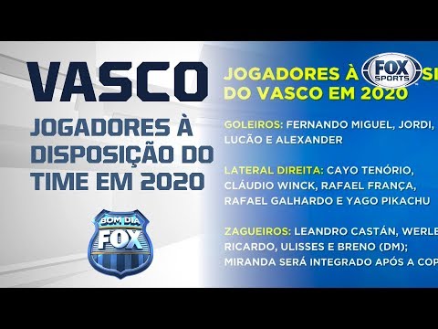 JOGADORES À DISPOSIÇÃO DO VASCO EM 2020