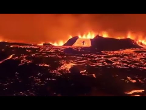 Iceland volcano eruption | Drone video