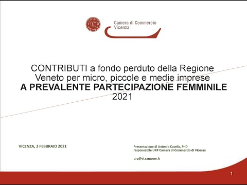 , title : 'Webinar bando Regione Veneto su contributi ad imprese femminili'