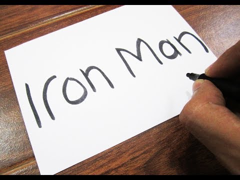 How to turn words IRON MAN into a Cartoon ! Learn drawing art on paper for kids