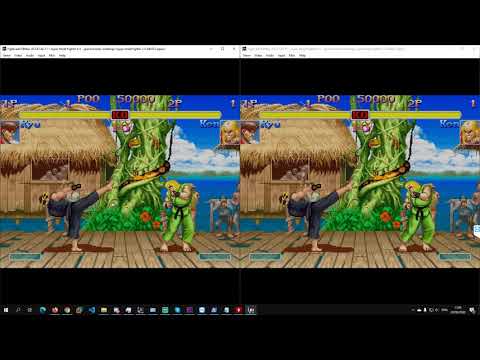 Fightcade 2 - Option 2 Frames Ahead Comparison (Left 0 frame - right 2 frames ahead)