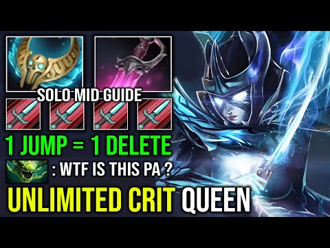 WTF Unlimited Crit Queen Khanda Revenant 1 Jump = 1 Delete Solo Mid Phantom Assassin Dota 2