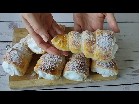 Divinely delicious dessert ❗ Easy recipe without special molds❗Cornet pie ! Cream cone ❗ Cream horns