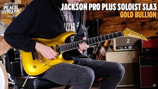 Video thumbnail for No Talking...Just Tones | Jackson Pro Plus Series Soloist SLA3 | Ebony - Gold Bullion by Peach Guitars